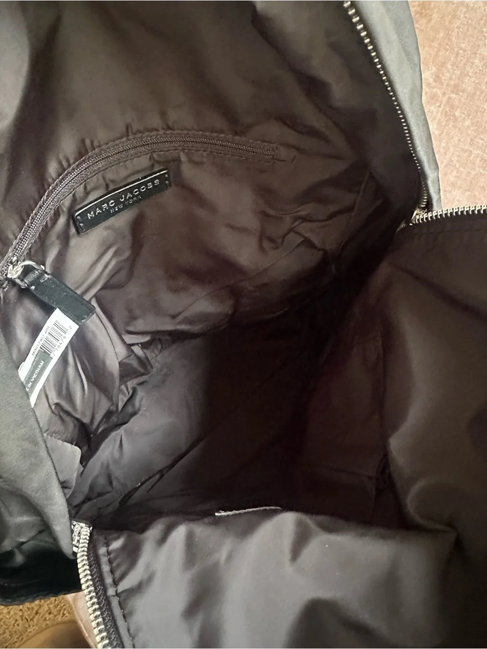 Marc Jacobs Black Nylon Backpack with Front Pockets and Adjustable Straps